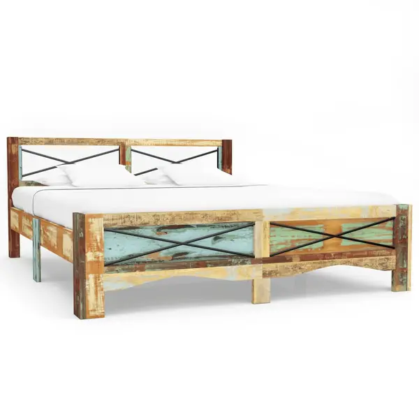 Gossi cadru de pat, 140 x 200 cm, lemn masiv reciclat