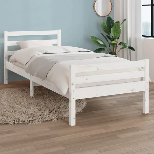 Gossi cadru de pat, alb, 100x200 cm, lemn masiv de pin