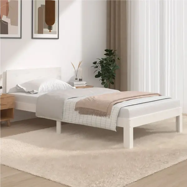 Gossi cadru de pat, alb, 100x200 cm, lemn masiv de pin
