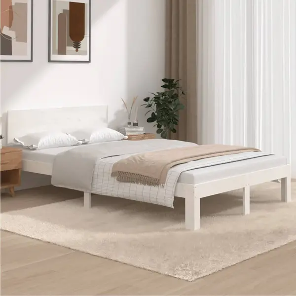 Gossi cadru de pat, alb, 120x200 cm, lemn masiv de pin