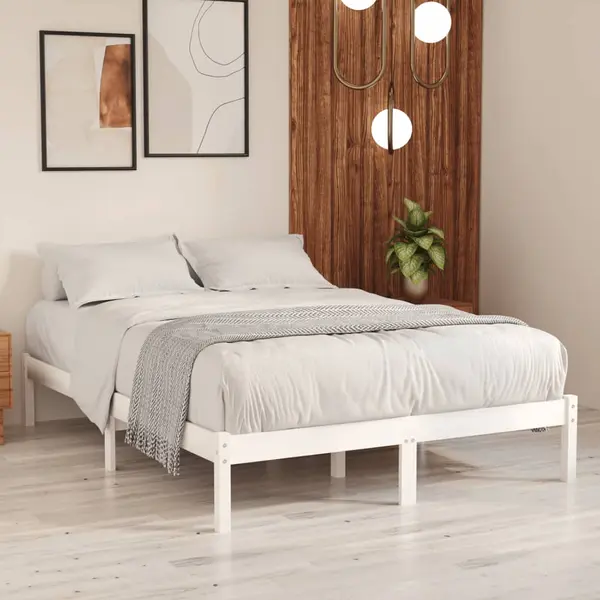 Gossi cadru de pat, alb, 120x200 cm, lemn masiv de pin