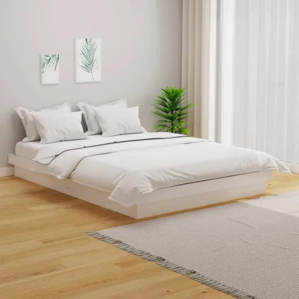 Gossi cadru de pat, alb, 140x190 cm, lemn masiv