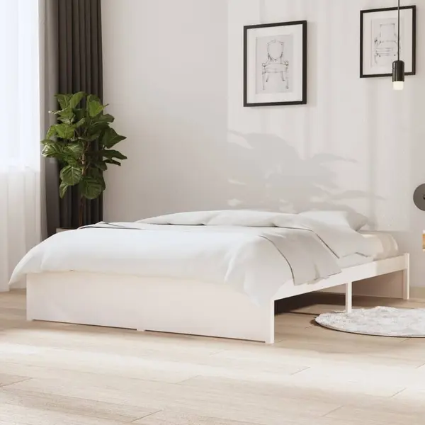 Gossi cadru de pat, alb, 140x190 cm, lemn masiv de pin