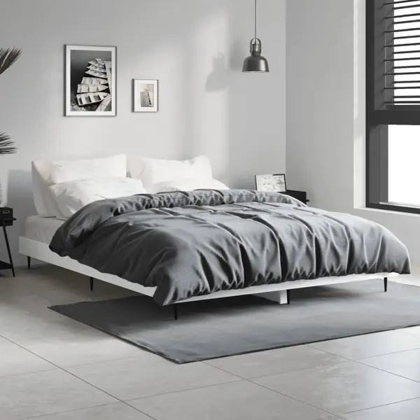 Gossi cadru de pat, alb, 140x190 cm, lemn prelucrat