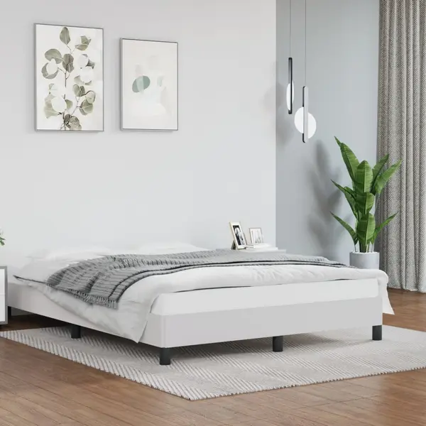 Gossi cadru de pat, alb, 140x190 cm, piele ecologica