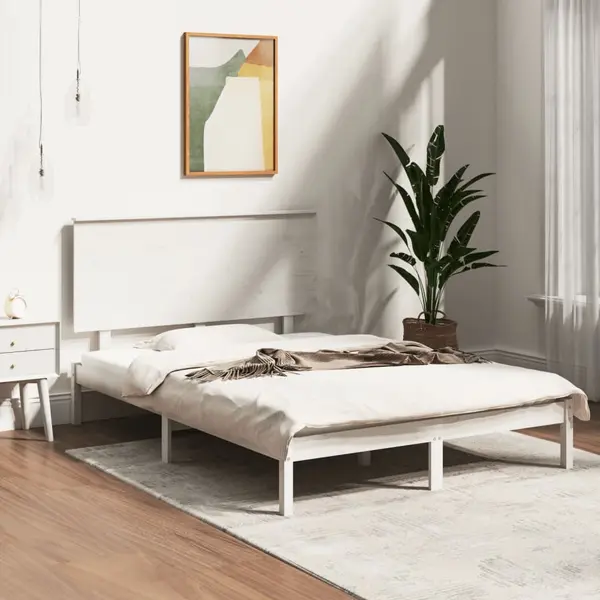 Gossi cadru de pat, alb, 140x200 cm, lemn masiv de pin