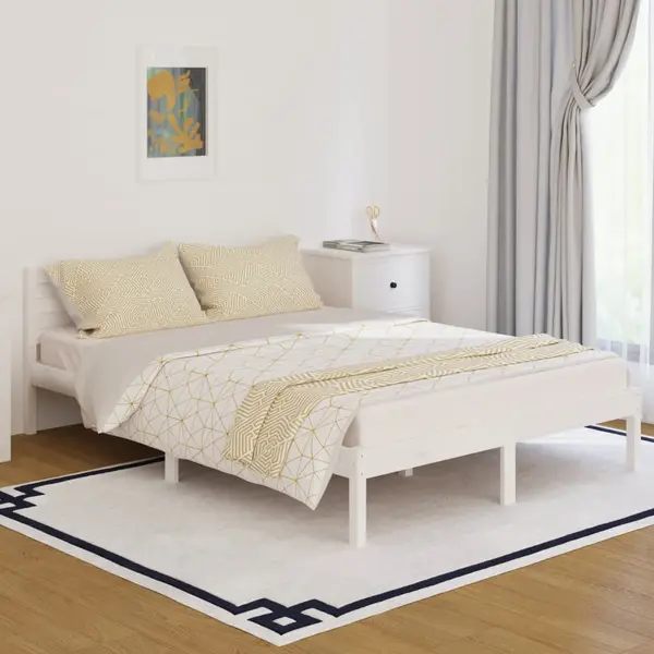 Gossi cadru de pat, alb, 140x200 cm, lemn masiv de pin