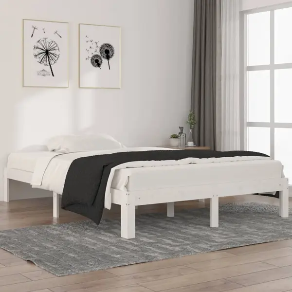 Gossi cadru de pat, alb, 140x200 cm, lemn masiv de pin