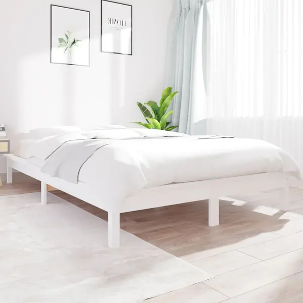 Gossi cadru de pat, alb, 140x200 cm, lemn masiv de pin