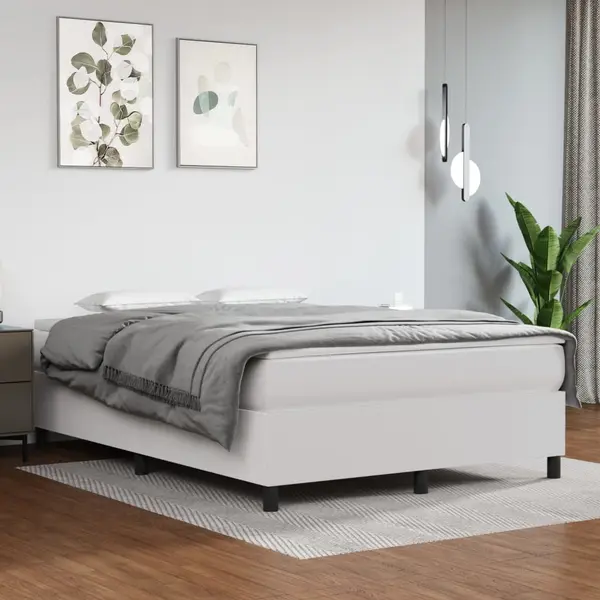 Gossi cadru de pat, alb, 140x200 cm, piele ecologica