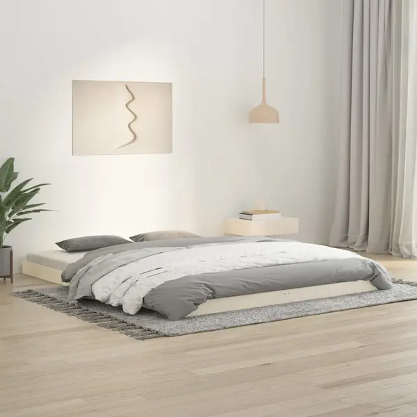 Gossi cadru de pat, alb, 150x200 cm, lemn masiv de pin