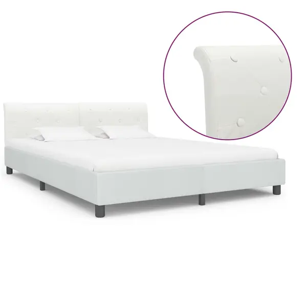 Gossi cadru de pat, alb, 160 x 200 cm, piele ecologica