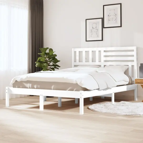 Gossi cadru de pat, alb, 160x200 cm, lemn masiv de pin