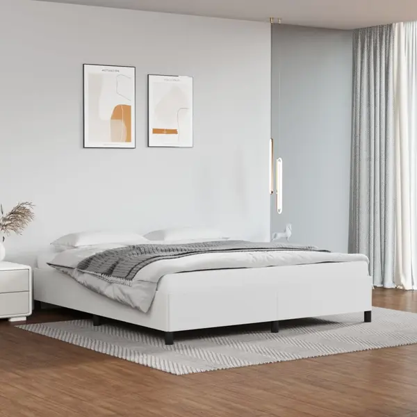 Gossi cadru de pat, alb, 180x200 cm, piele ecologica