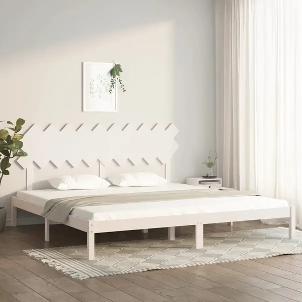 Gossi cadru de pat, alb, 200x200 cm, lemn masiv