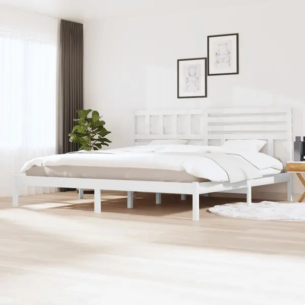Gossi cadru de pat, alb, 200x200 cm, lemn masiv de pin