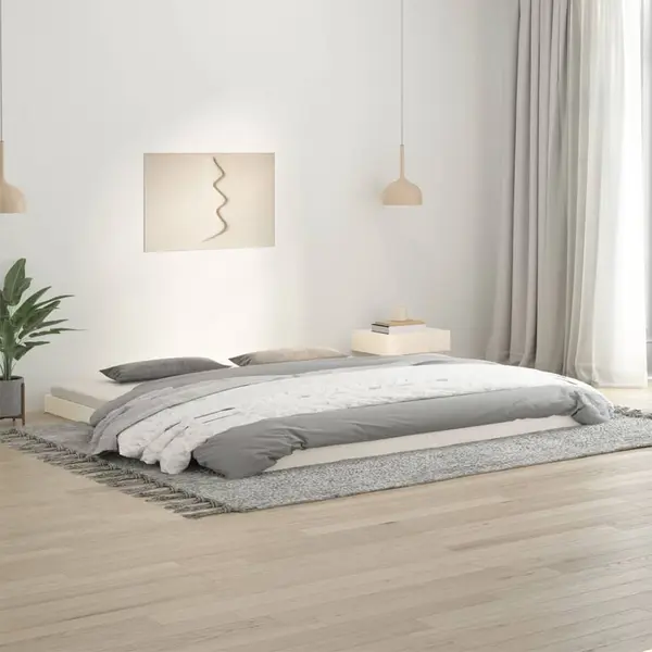 Gossi cadru de pat, alb, 200x200 cm, lemn masiv de pin