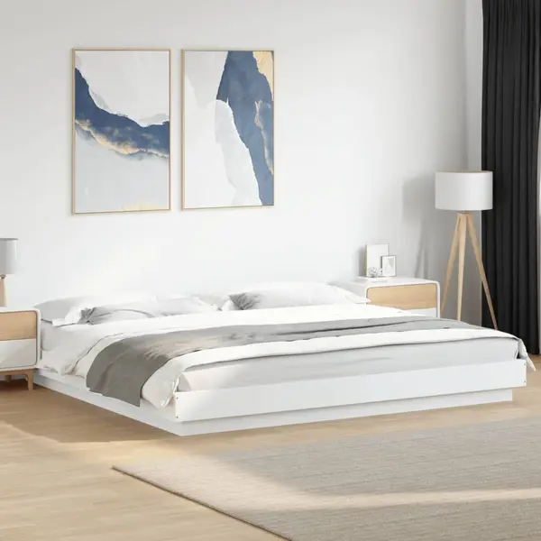 Gossi cadru de pat, alb, 200x200 cm, lemn prelucrat