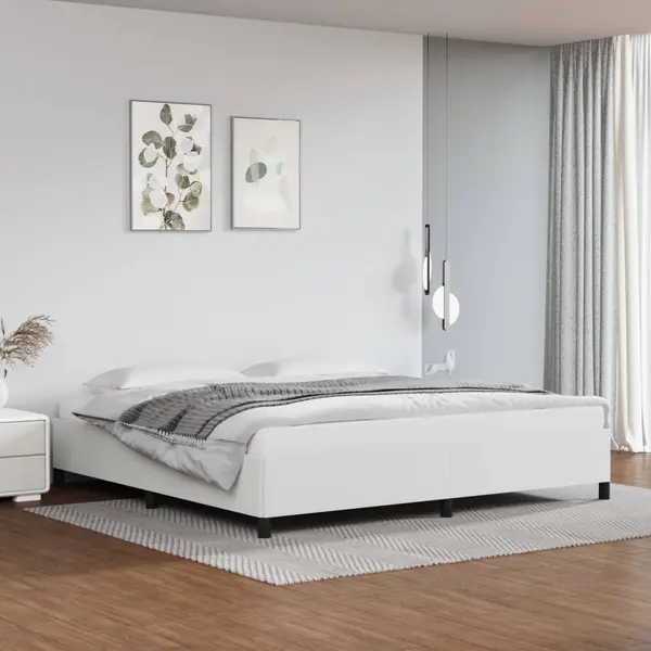 Gossi cadru de pat, alb, 200x200 cm, piele ecologica