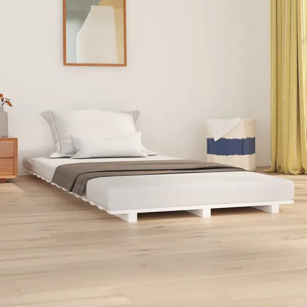 Gossi cadru de pat, alb, 90x190 cm, lemn masiv de pin