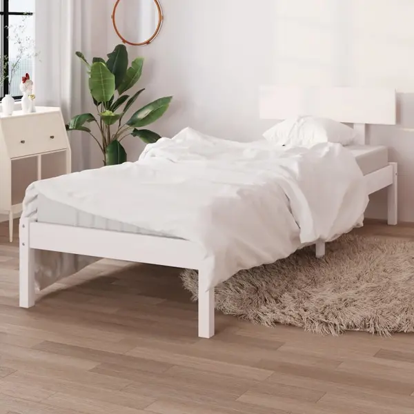 Gossi cadru de pat, alb, 90x200 cm, lemn masiv de pin