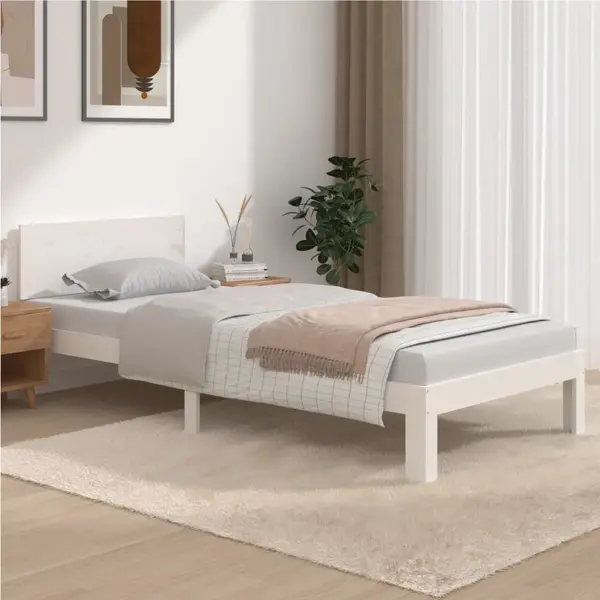 Gossi cadru de pat, alb, 90x200 cm, lemn masiv de pin