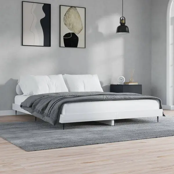 Gossi cadru de pat, alb extralucios, 120x200 cm, lemn prelucrat