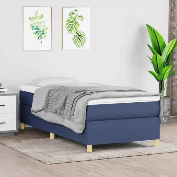 Gossi cadru de pat, albastru, 90x190 cm, material textil
