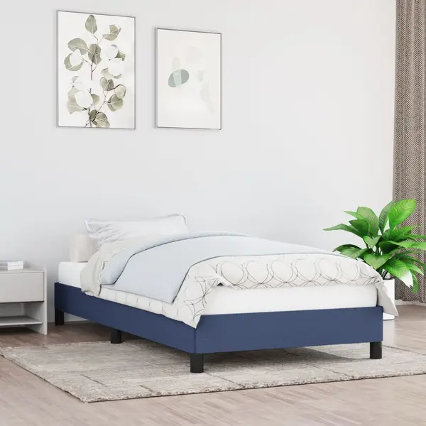 Gossi cadru de pat, albastru, 90x190 cm, material textil