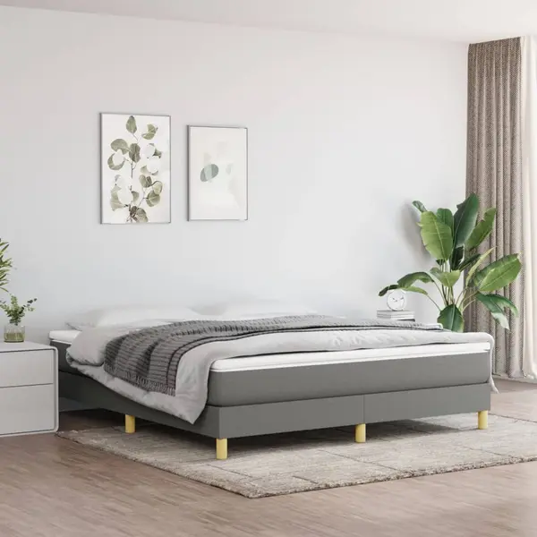 Gossi cadru de pat box spring, gri inchis, 160x200 cm, textil