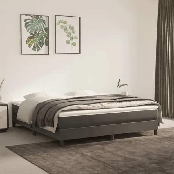 Gossi cadru de pat box spring, gri inchis, 180x200 cm, catifea