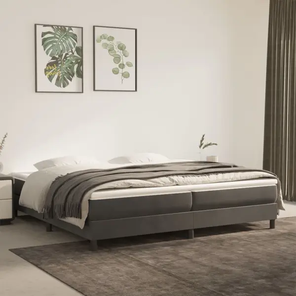 Gossi cadru de pat box spring, gri inchis, 200x200 cm, catifea