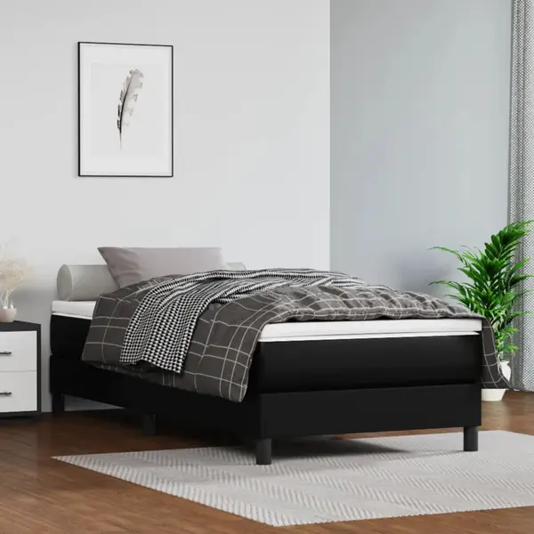 Gossi cadru de pat box spring, negru, 100x200 cm, piele ecologica