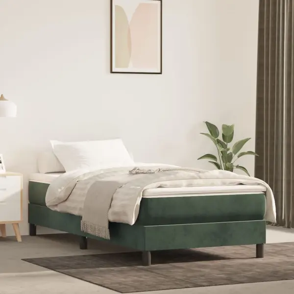 Gossi cadru de pat box spring, verde inchis, 80x200 cm, catifea