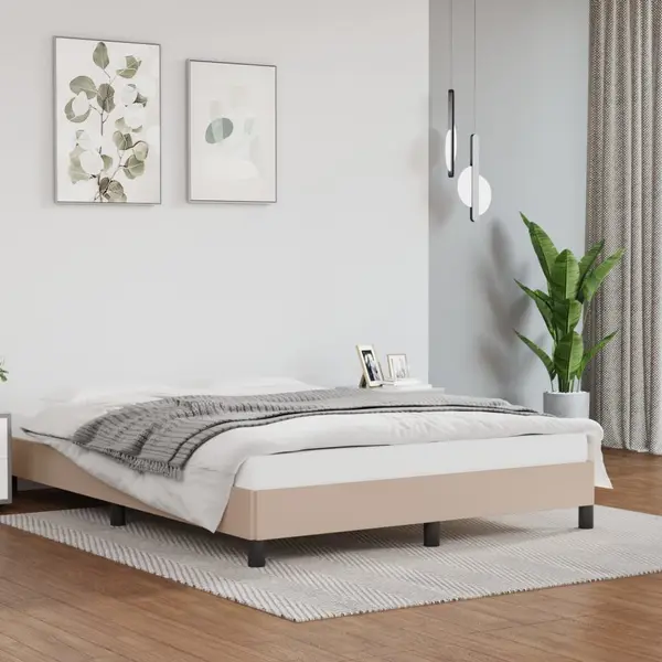 Gossi cadru de pat, cappuccino, 140x190 cm, piele ecologica