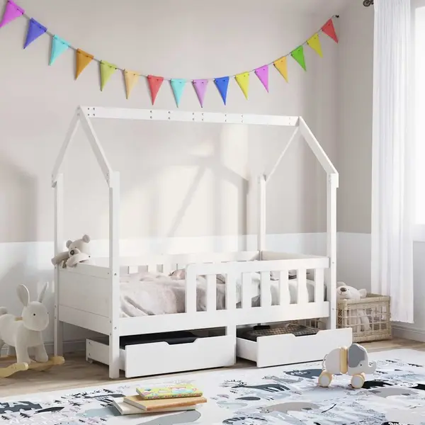 Gossi cadru de pat copii cu sertare, 80x170 cm, lemn masiv pin