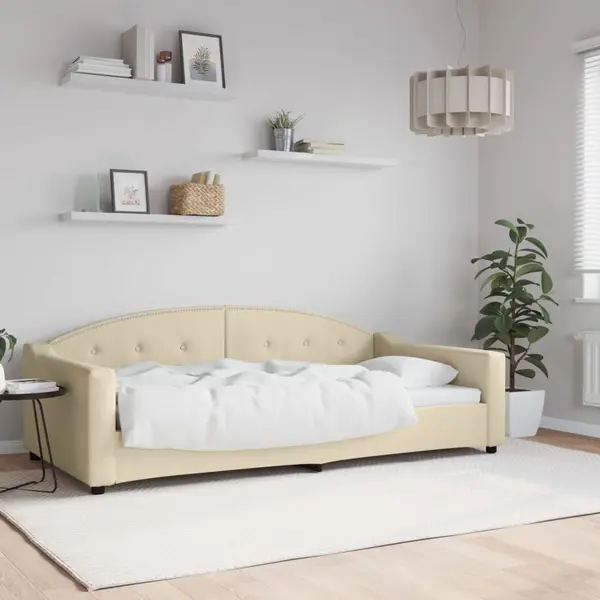 Gossi cadru de pat, crem, 100 x 200 cm, material textil