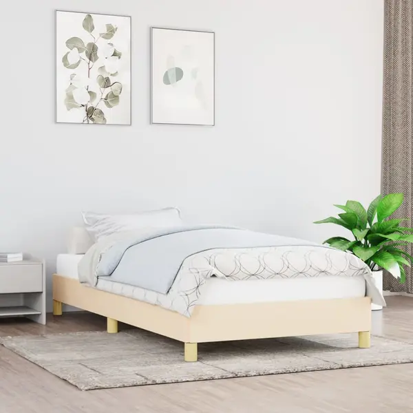 Gossi cadru de pat, crem, 100 x 200 cm, material textil