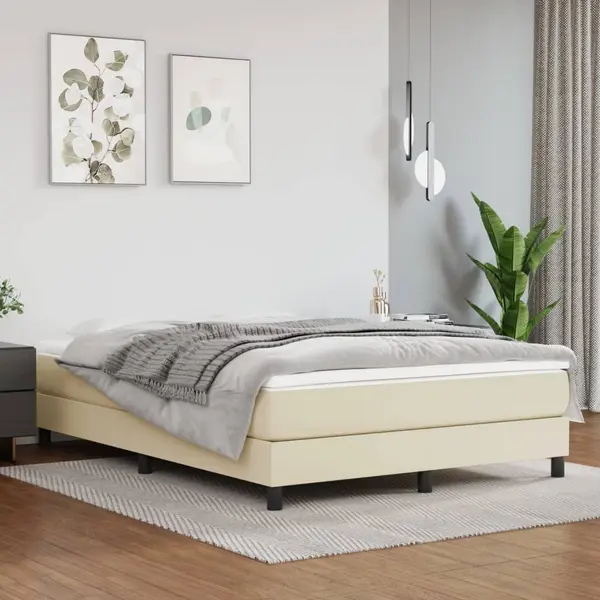 Gossi cadru de pat, crem, 140x190 cm, piele ecologica
