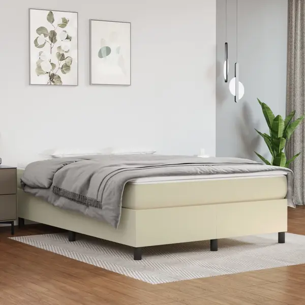 Gossi cadru de pat, crem, 140x200 cm, piele ecologica