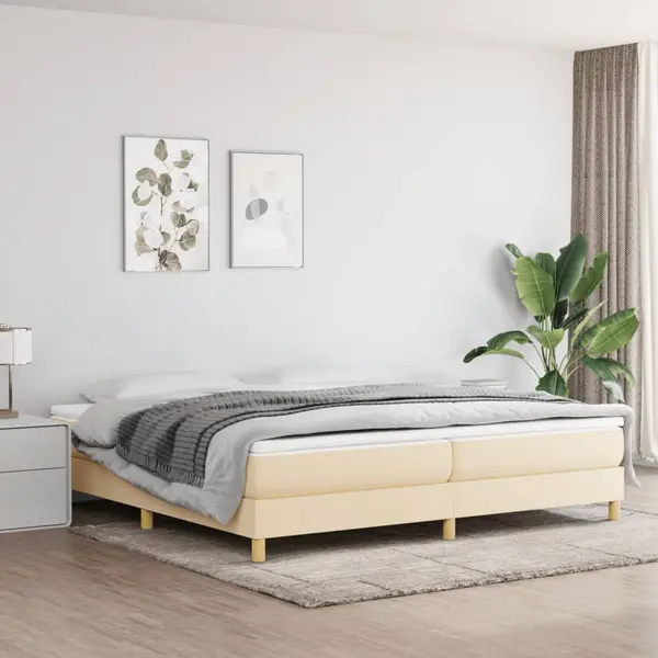 Gossi cadru de pat, crem, 200x200 cm, material textil