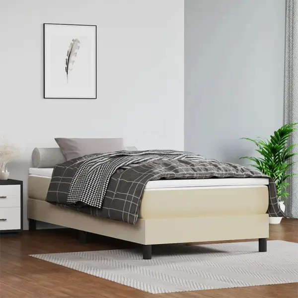 Gossi cadru de pat, crem, 90x200 cm, piele ecologica