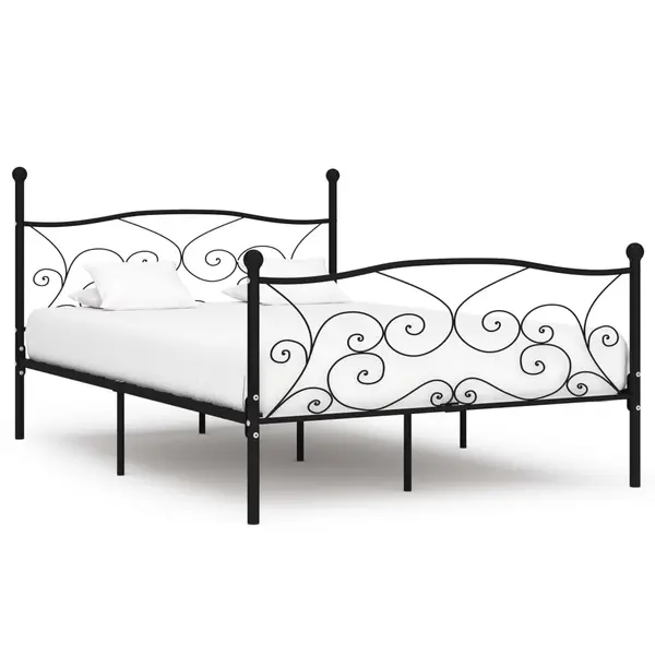 Gossi cadru de pat cu baza din sipci, negru, 140 x 200 cm, metal