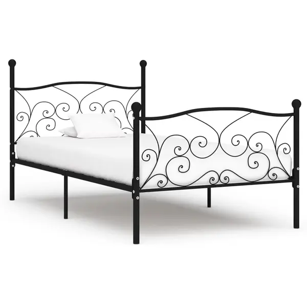 Gossi cadru de pat cu baza din sipci, negru, 90 x 200 cm, metal