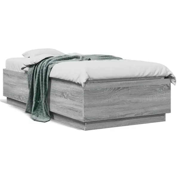 Gossi cadru de pat cu led gri sonoma 75x190 cm lemn prelucrat