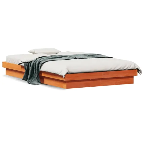 Gossi cadru de pat cu led, maro ceruit, 120x190 cm, lemn masiv de pin
