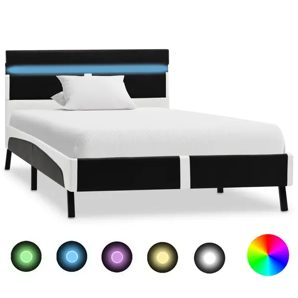 Gossi cadru de pat cu led, negru, 90 x 200 cm, piele artificiala