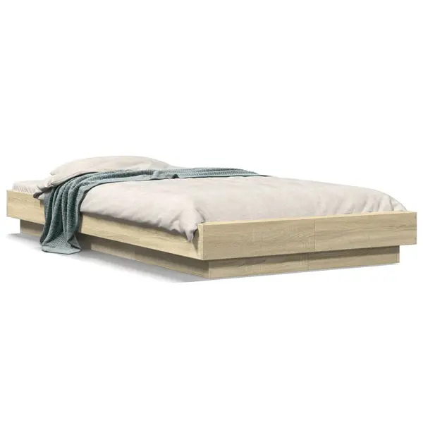 Gossi cadru de pat cu led, stejar sonoma, 90x190 cm, lemn prelucrat