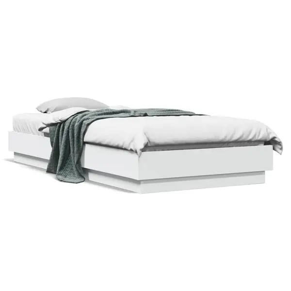 Gossi cadru de pat cu lumini led, alb, 100x200 cm