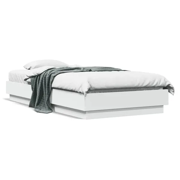 Gossi cadru de pat cu lumini led, alb, 75x190 cm